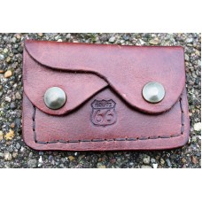 Handcrafted Medium Brown Two Pocket Route 66 Coin Purse.